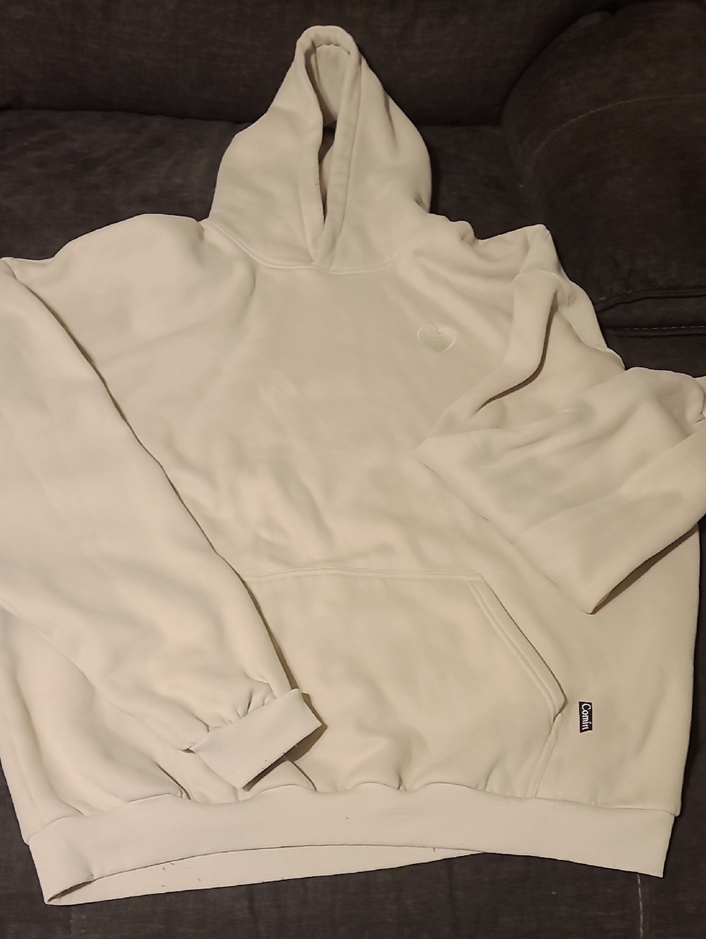 Cream Oversized Hoodie Sweatshirt with Subtle Logo